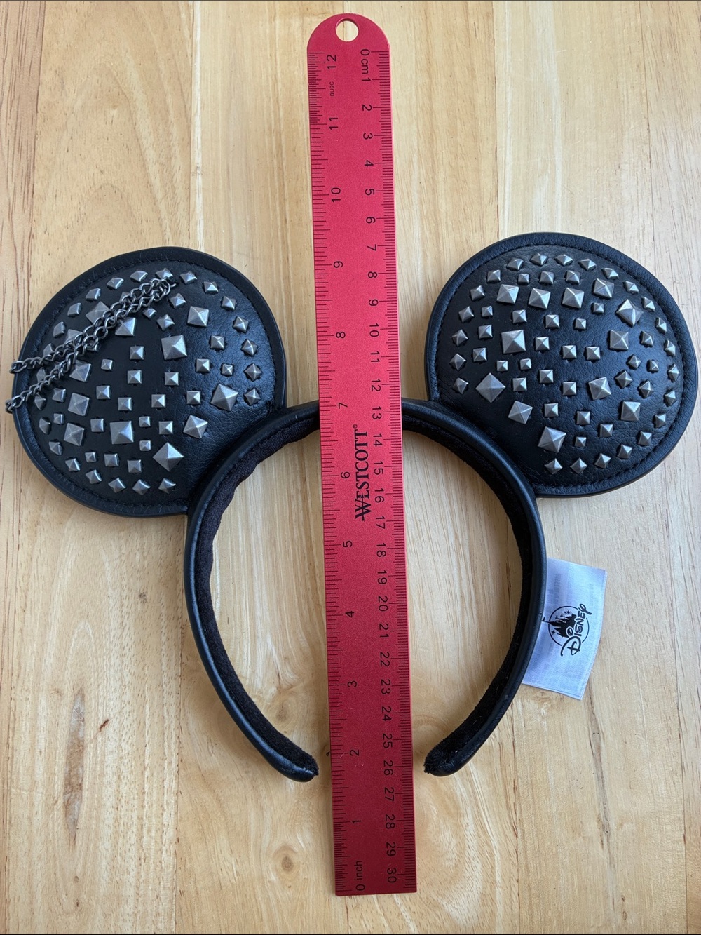 Disney Black Studded Mouse Ears Headband with Chain Detail - Picture 6 of 6
